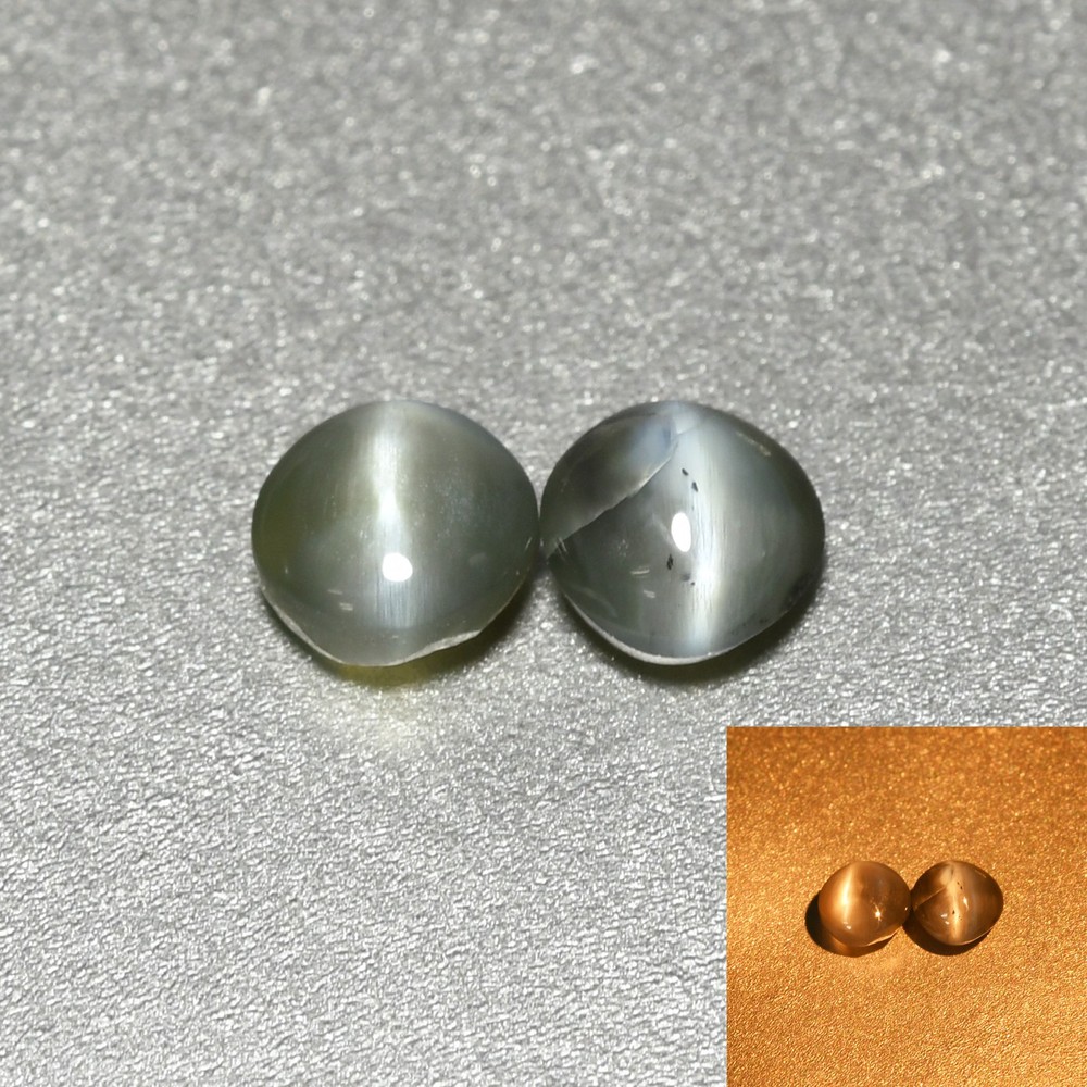 0.85 Ct Pair 4.1 MM Color-Changing Alexandrite Cat's Eye Gemstones