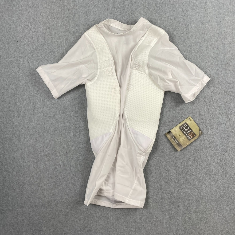 Men's S 5.11 Tactical Holster Shirt White Top Short Sleeve Padded Compression