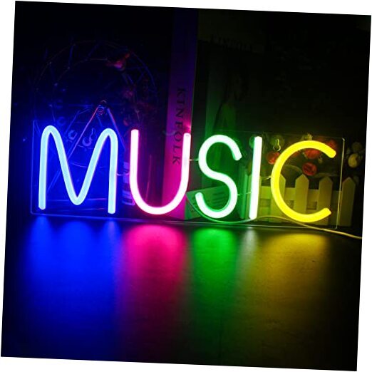 Music Neon Light,Neon Sign for Wall Decor Colorful Letters Neon Lights music