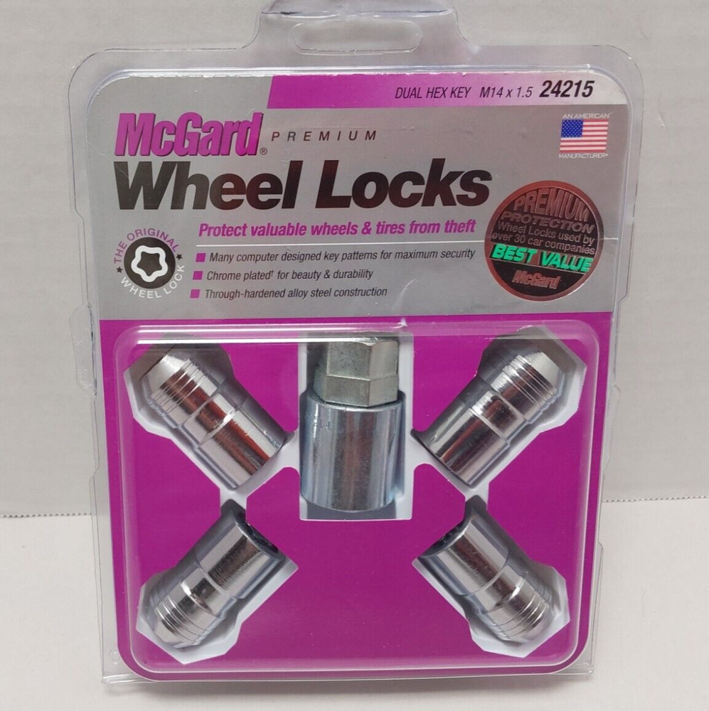 McGard Premium Wheel Locks 5 Piece Kit Chrome Cone M14 x 1.5 Replacements 24215