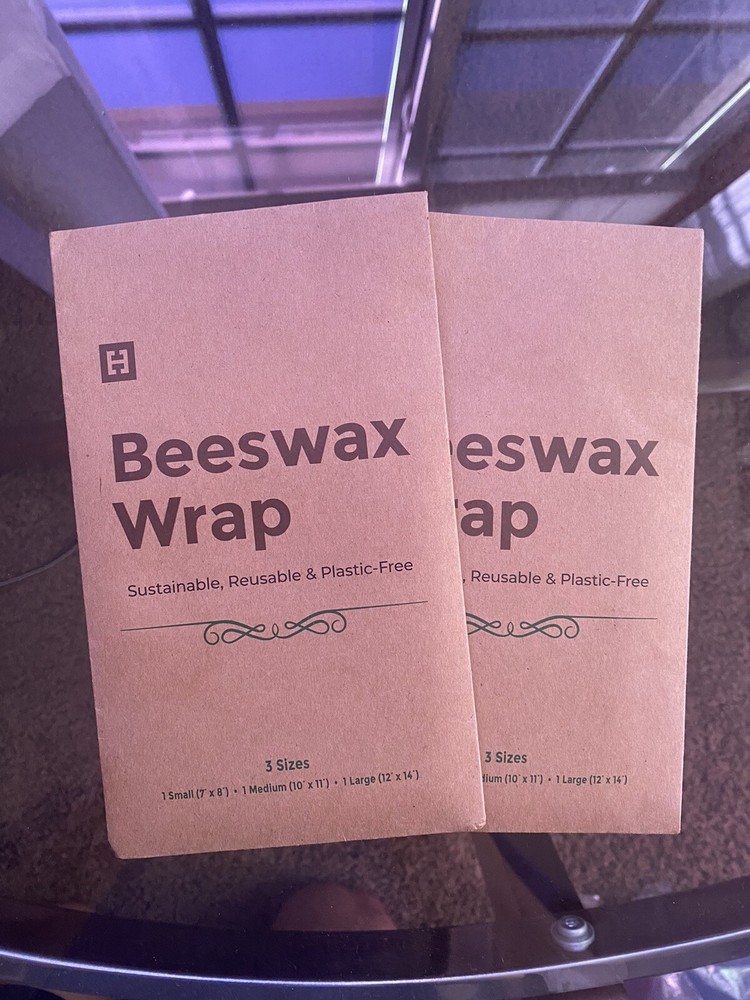 Paquete de 3 envolturas de cera de abejas (S, M, L), envolturas de alimentos orgánicos reutilizables con estampado de flores-image