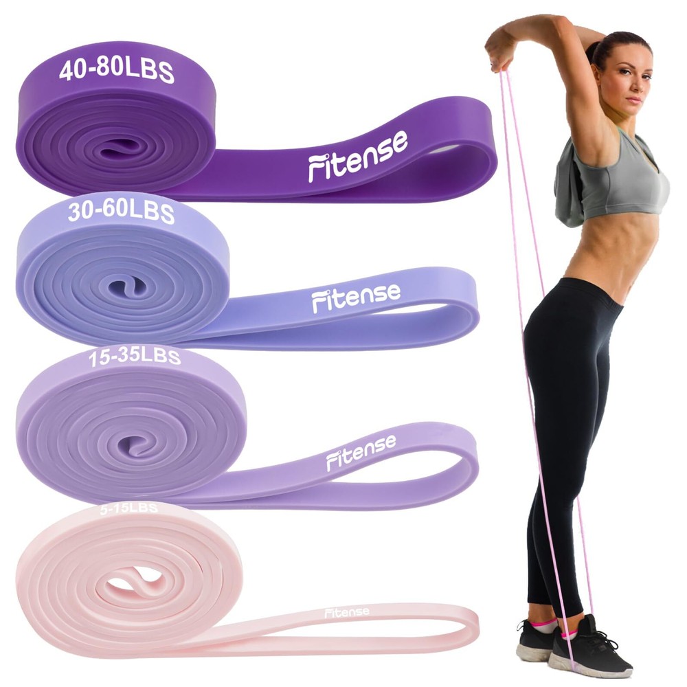 Pull Up Bands, 5-80lbs Resistance Bands Set with Door Anchor, Stretching Assi...