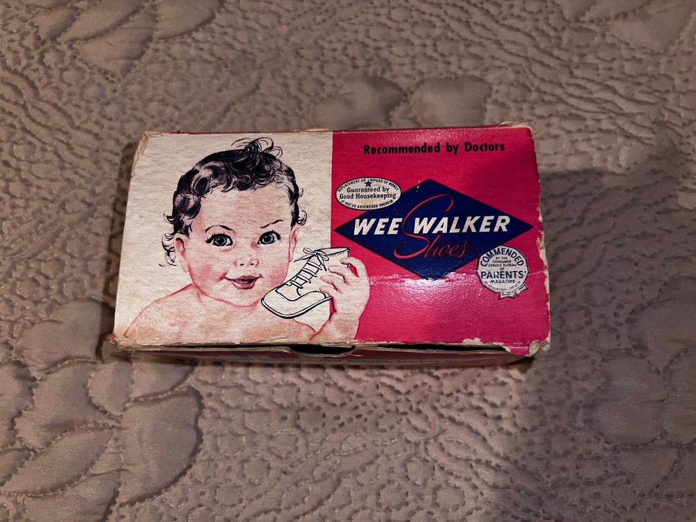 Wee Walker Baby Shoes, White High Top, with Box. Vintage