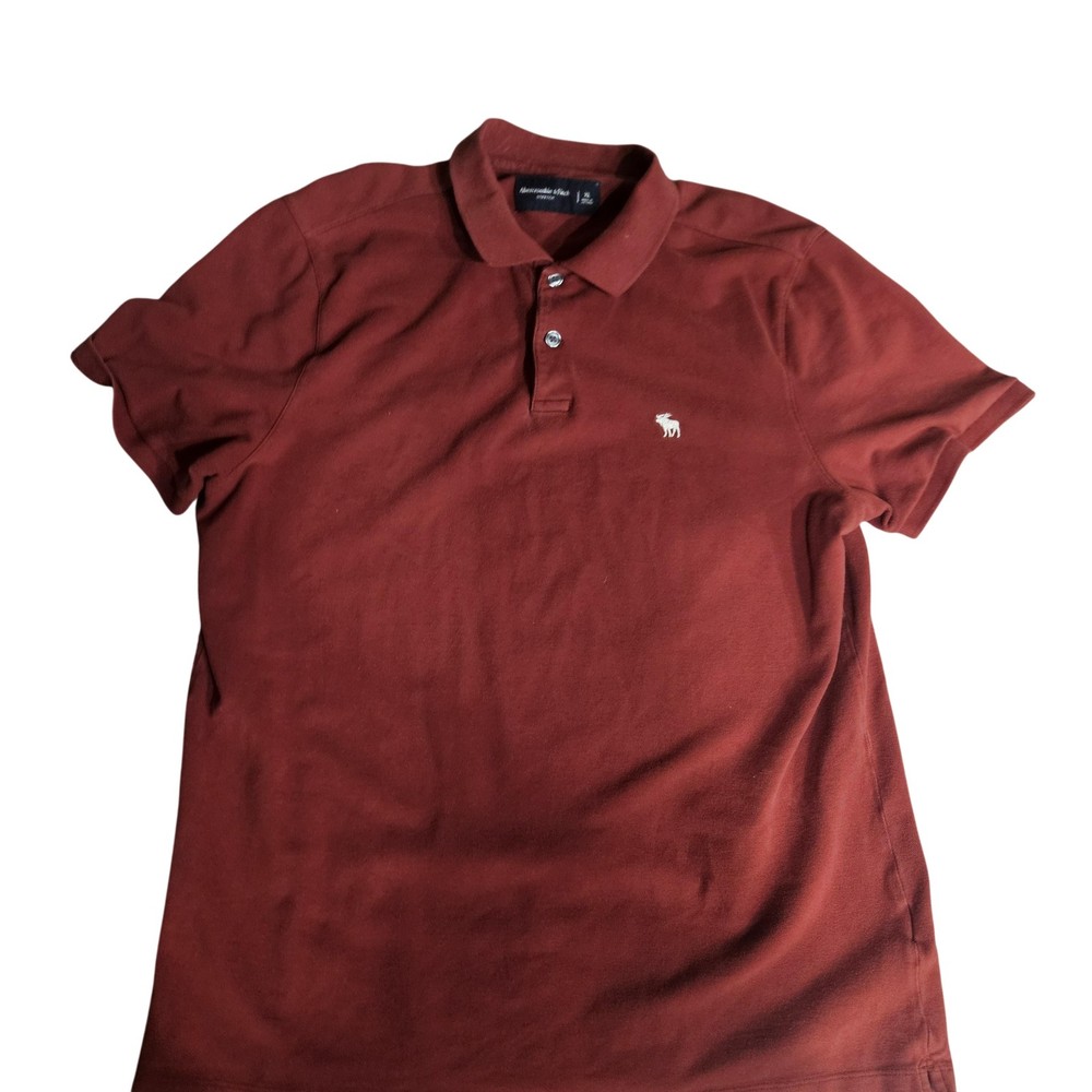 Abercrombie & Fitch Polo Shirt Mens XL Red Stretch Moose Short Sleeve Casual-image