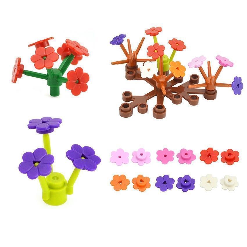 Colorful Assorted Flower Plant Stems for Lego Town Village City Builds