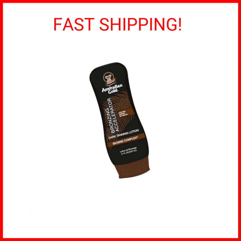 Australian Gold Dark Tanning Accelerator Lotion With Bronzer, 8 Ounce, New Packa