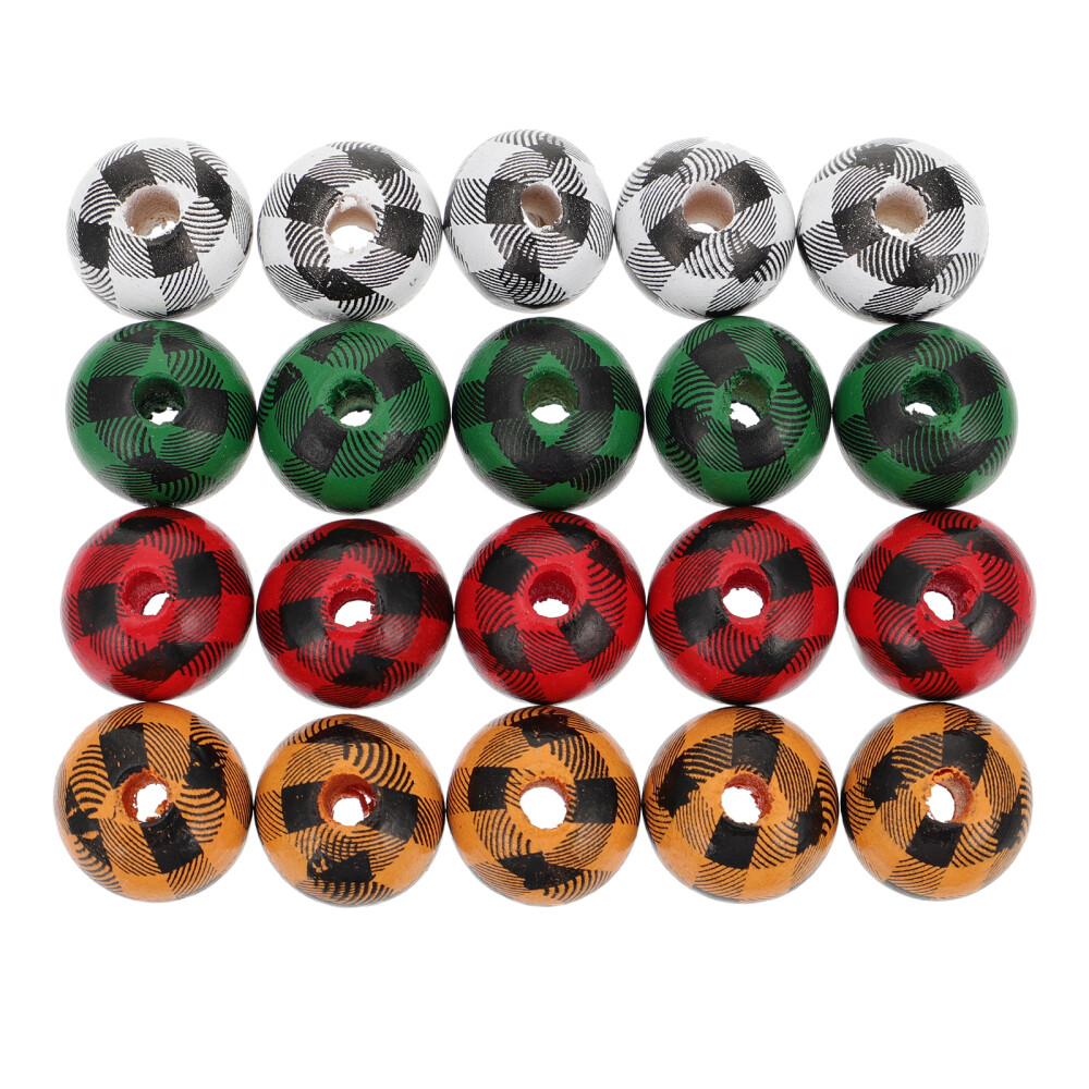 60 Pcs Clay Beads Bracelet Making Kit for Bracelets Colorful Check Wooden