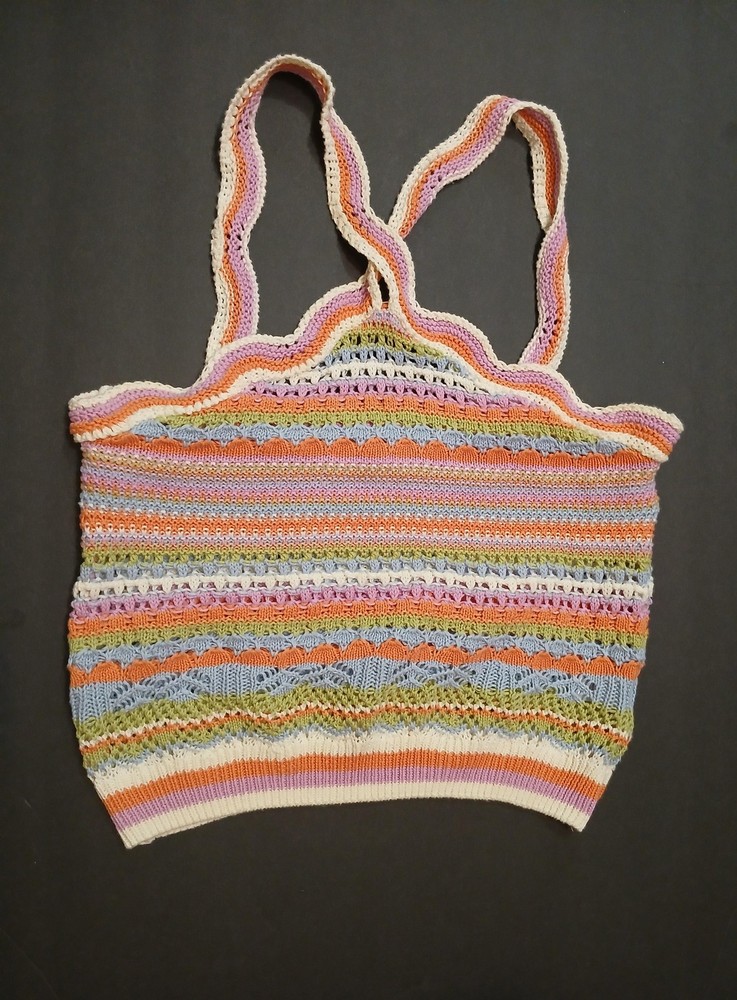 Altard State Top Womens Small Crochet Stripe Boho