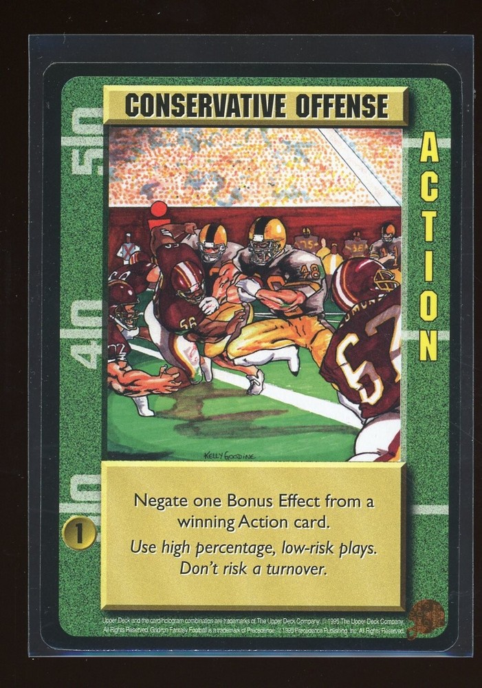 1995 Upper Deck Gridiron Fantasy Football Game Card CONSERVATIVE OFFENSE Action