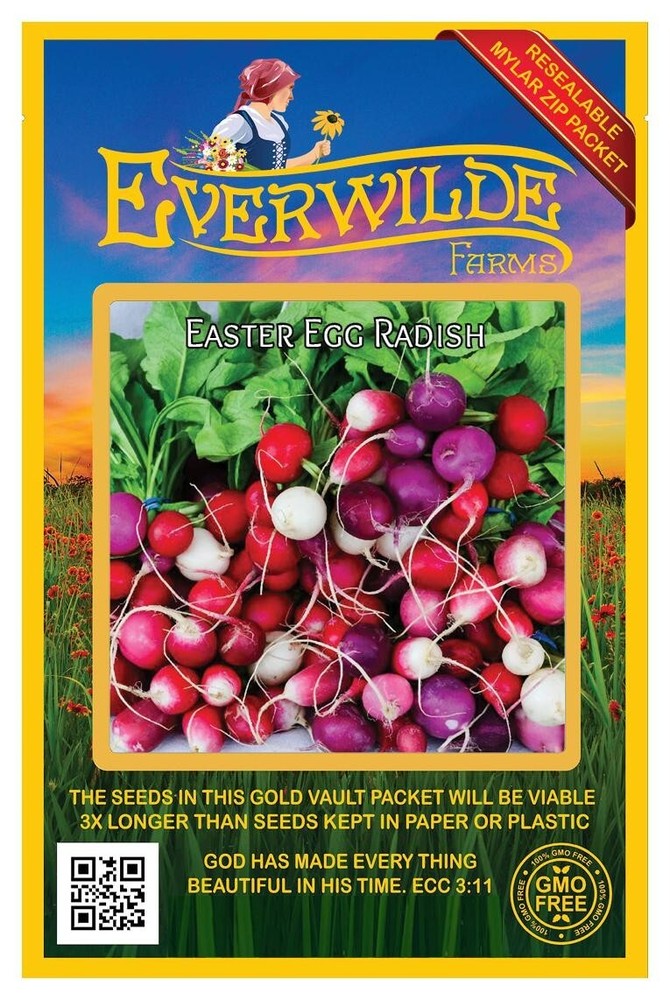 300 Easter Egg Radish Seeds - Everwilde Farms Mylar Seed Packet