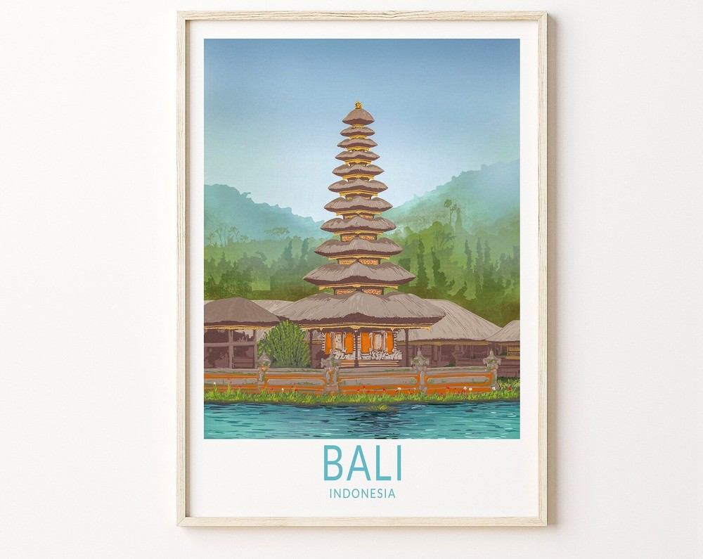 Bali Indonesia Travel Poster Bali Indonesia Print Indonesia Wall Art Custom