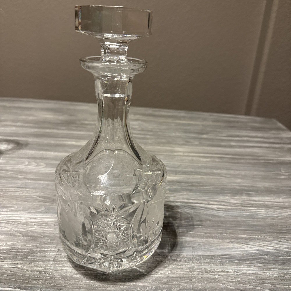 Nachtmann Crystal Decanter Traube Pattern Lead Crystal w/Stopper Germany