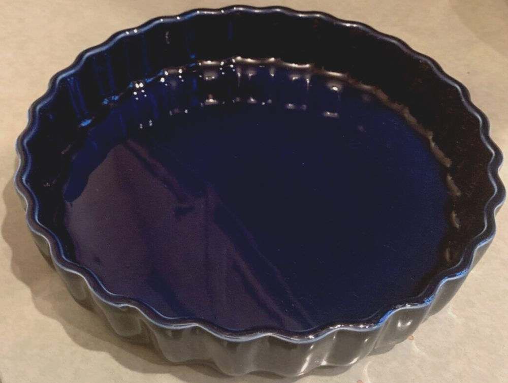 Pfaltzgraff Cobalt Blue Ceramic Quiche Dish with Crimped Edge - Mint Condition