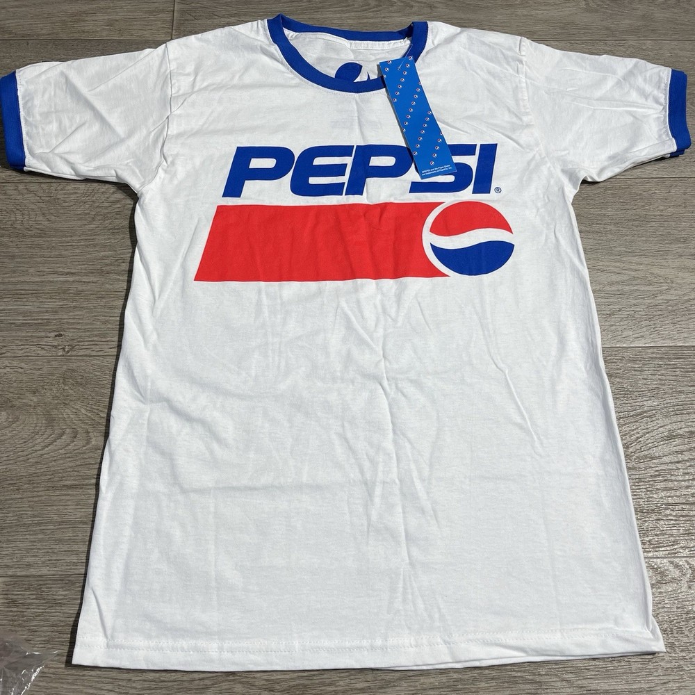Pepsi 1991 Ringer Short Sleeve Crew Neck Men's White T-Shirt BNWT Size Medium