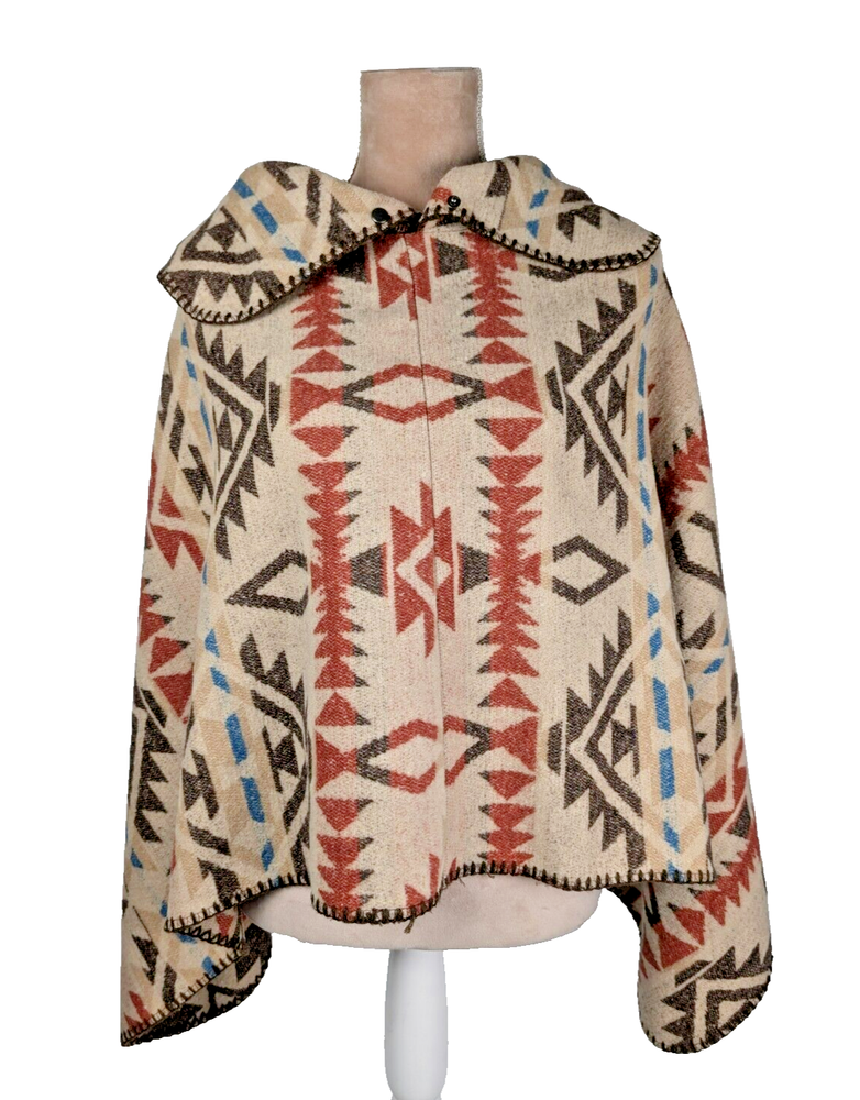 Bohemian Southwestern Aztec Tribal Style Fringe Poncho One Size