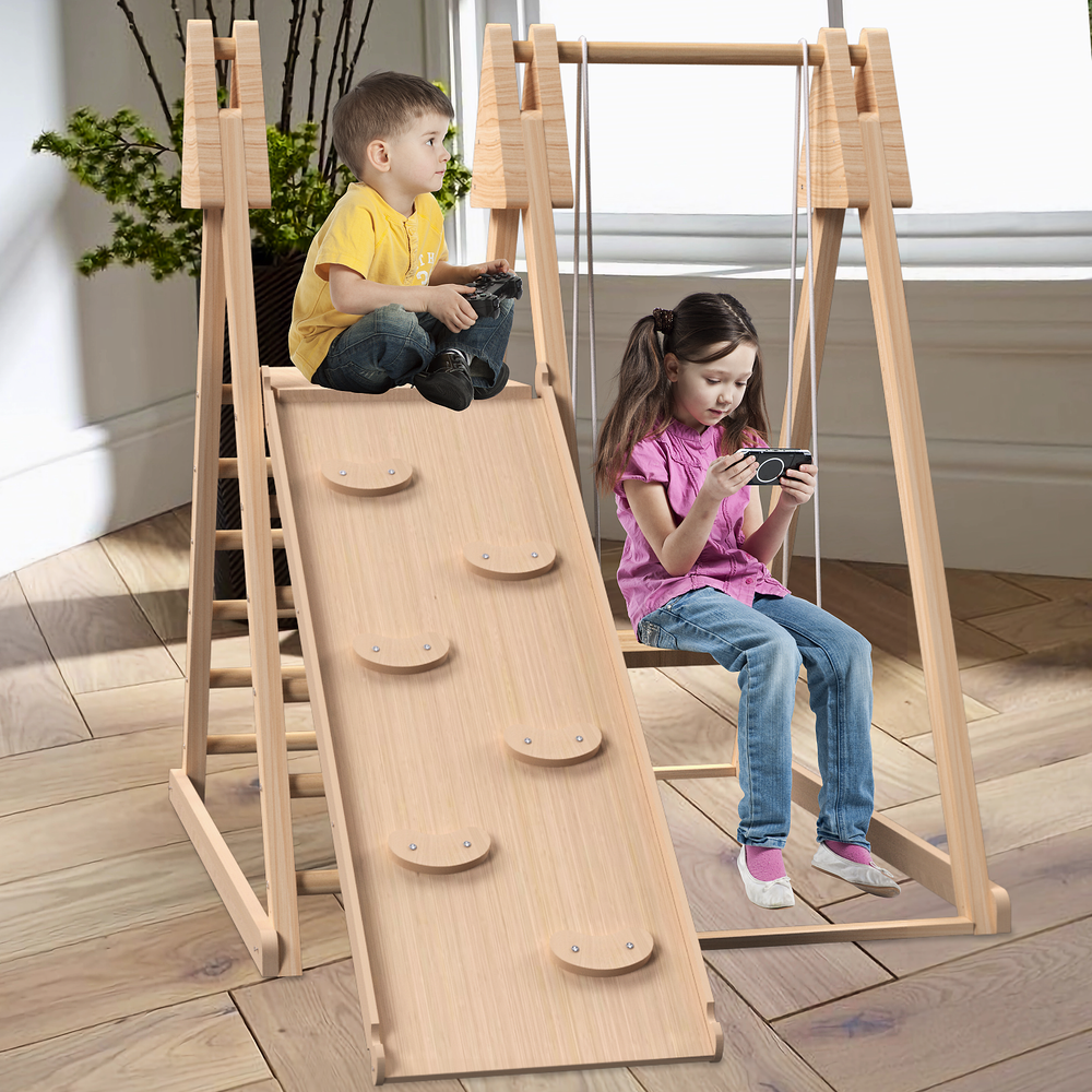 4-in-1 Juniper Indoor Play Gym with Swing, Slide, Ladder, and Jungle Gym Playset for Babies