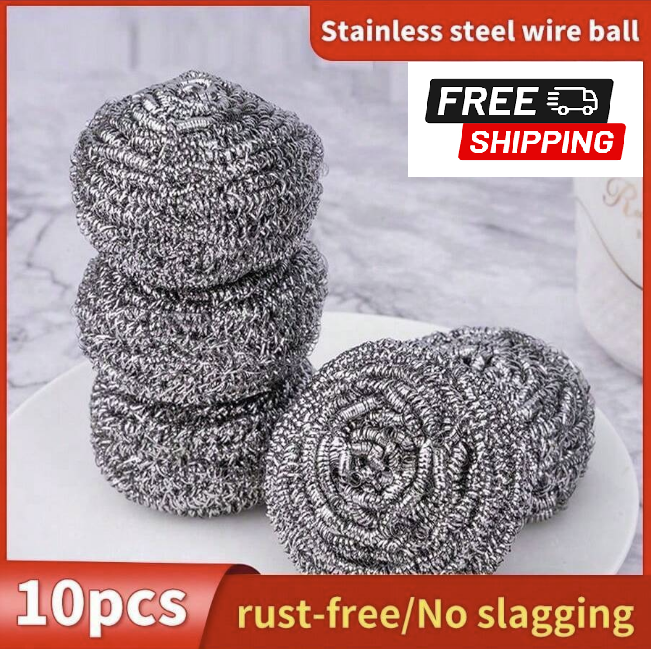 10pcs Stainless Steel Kitchen Cleaning Sponges Scouring Pad Steel Wool Scrubber