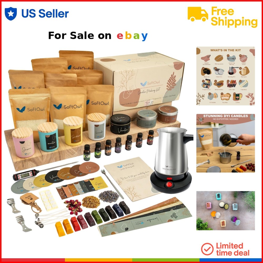 DIY Soy Candle Kit with Electric Melter, Jars, Scents & Dyes