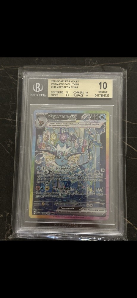 Vaporeon Ex SIR Aquana Ex Prismatic Prismatic Error Label Pop 4 BGS 10 Pokemon