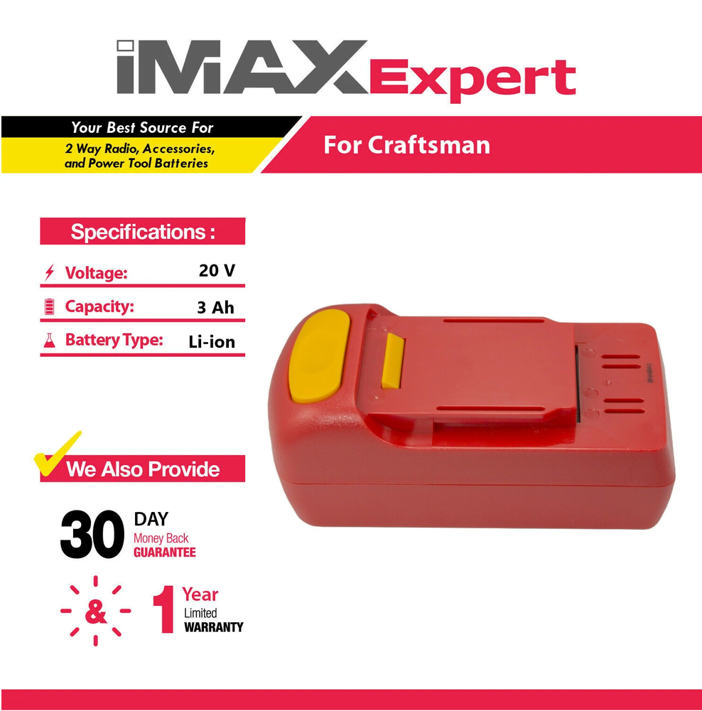 20V 3Ah Li-ion Battery for Craftsman 26302, 26314, 28128, 25708