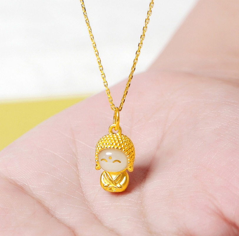 Cute White Faced Buddha Necklaces Portrait Pendant Chokers Lucky Necklace