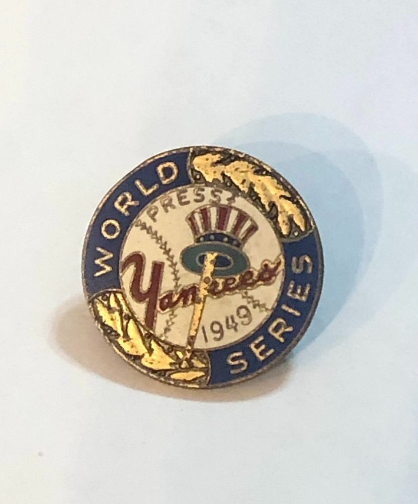 MLB 1949 New York Yankees World Series PRESS PIN vs Brooklyn Dodgers - Original