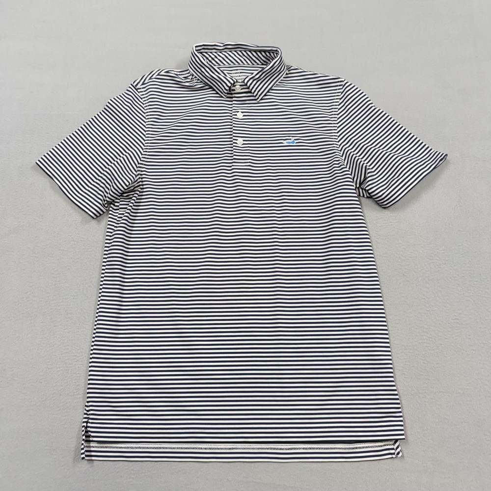 Vineyard Vines Polo Shirt Mens Small Blue Stripe Golf Performance Stretch