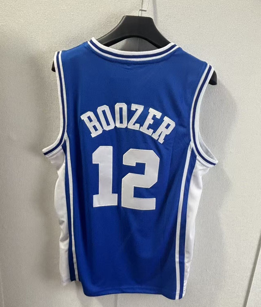 Youth/Men Boozer 12 Basketball Jersey White Blue Retro Navy Stitched Custom Name
