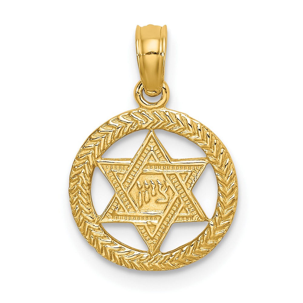 Avariah 14K Yellow Gold Engraved Star Of David In Circle Charm - 9.8mm