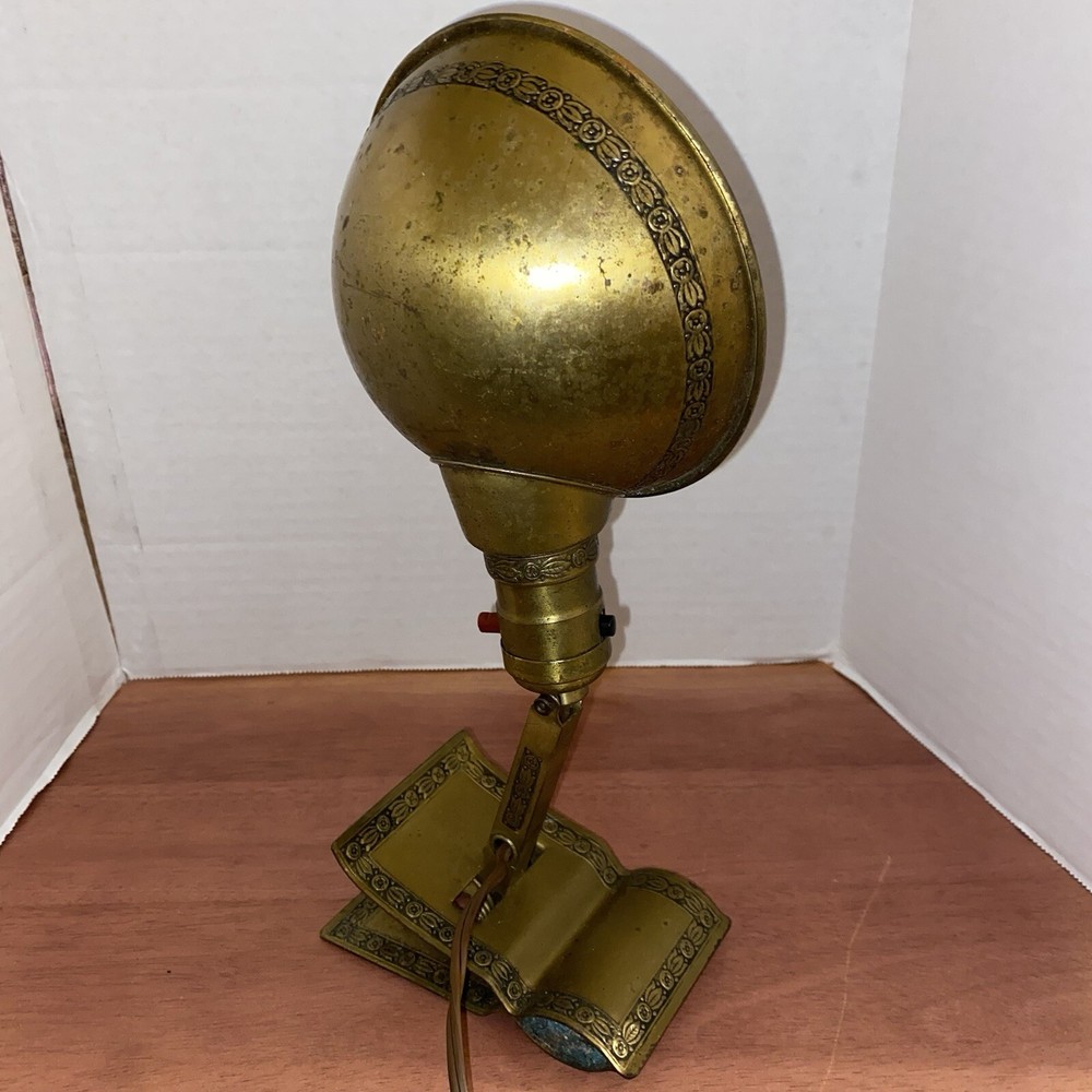 Antique 1930s Adjusto-Lite Farberware Ornate Brass Clamp Light - Lamp Works