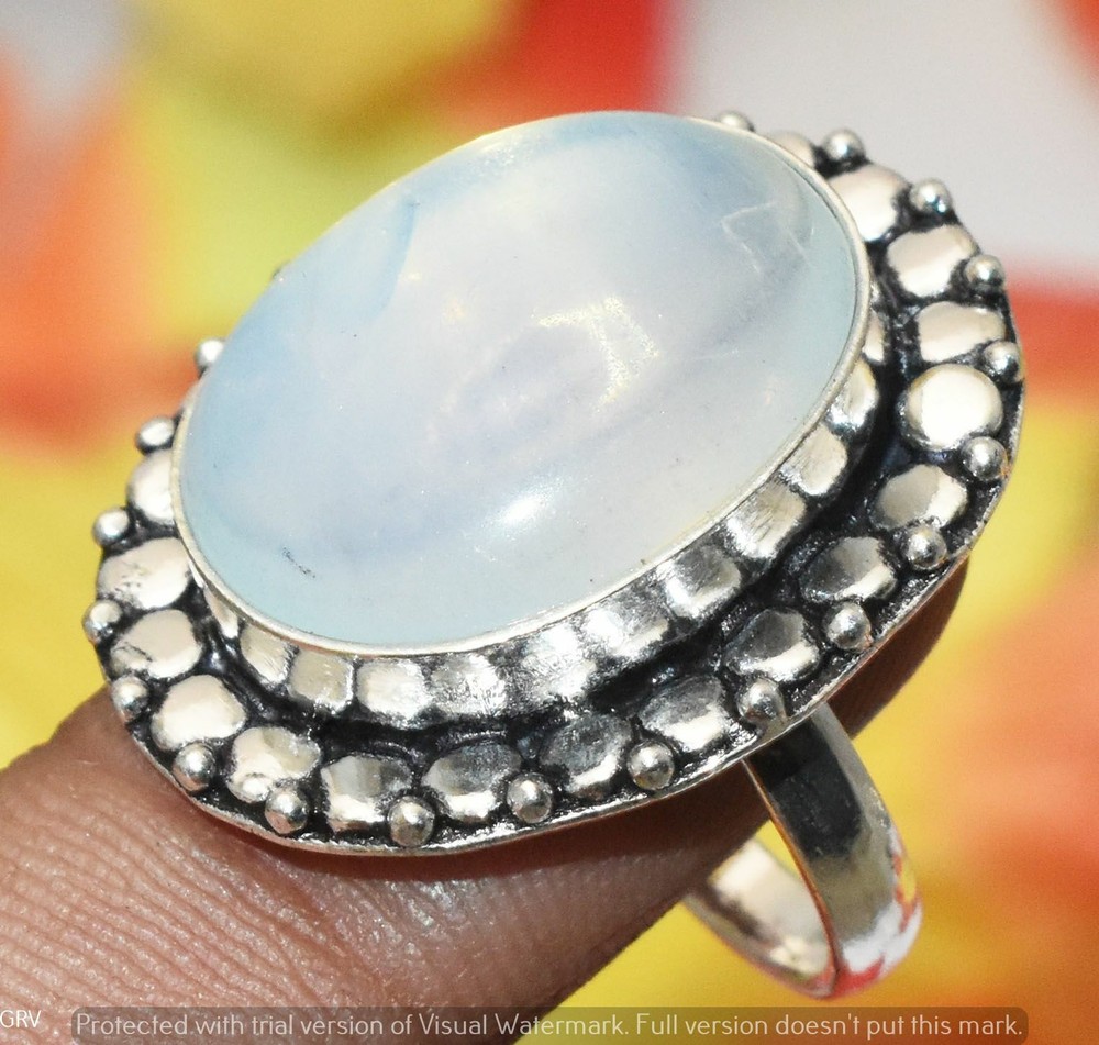 Opalite Gemstone Ring 925 Silver Plated Us Size 9