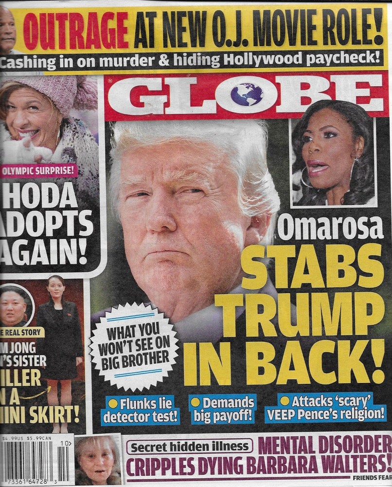 Donald Trump Globe Magazine O.J. Simpson Omarosa Barbara Walters Bill Cosby 2018