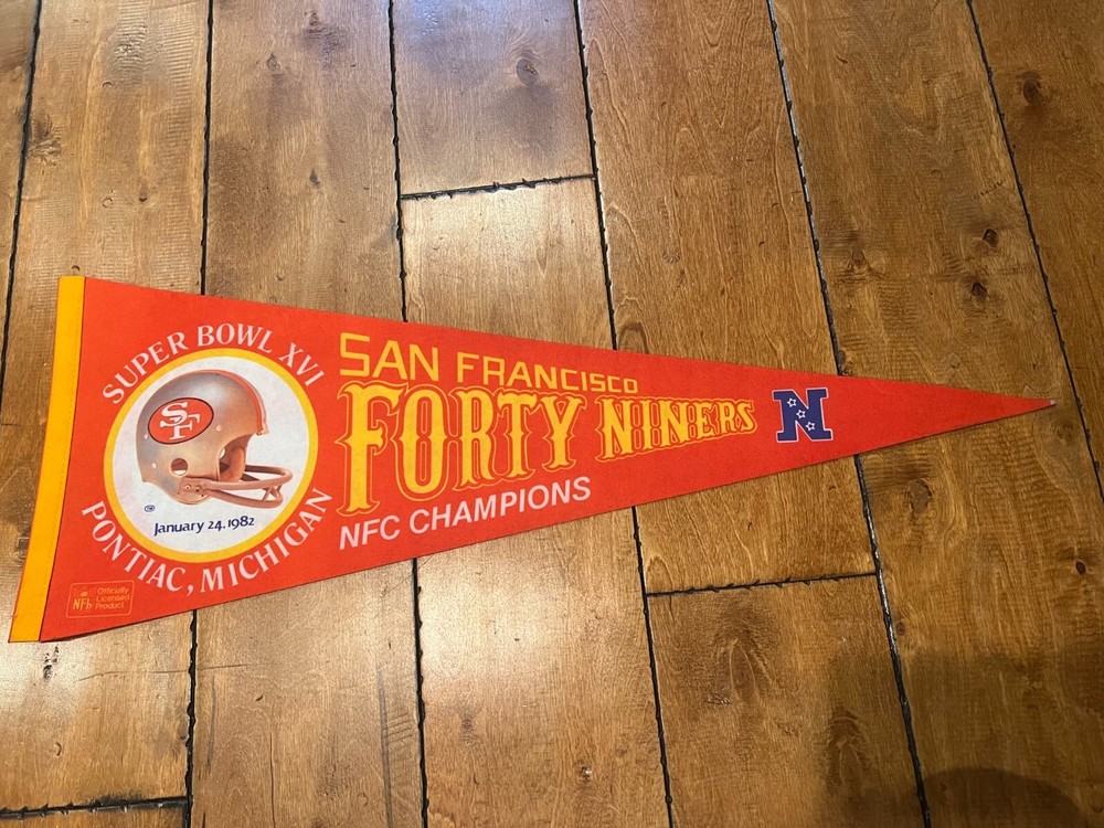 VINTAGE San Francisco FORTY NINERS 49ers Super Bowl XVI Full Size Pennant 30
