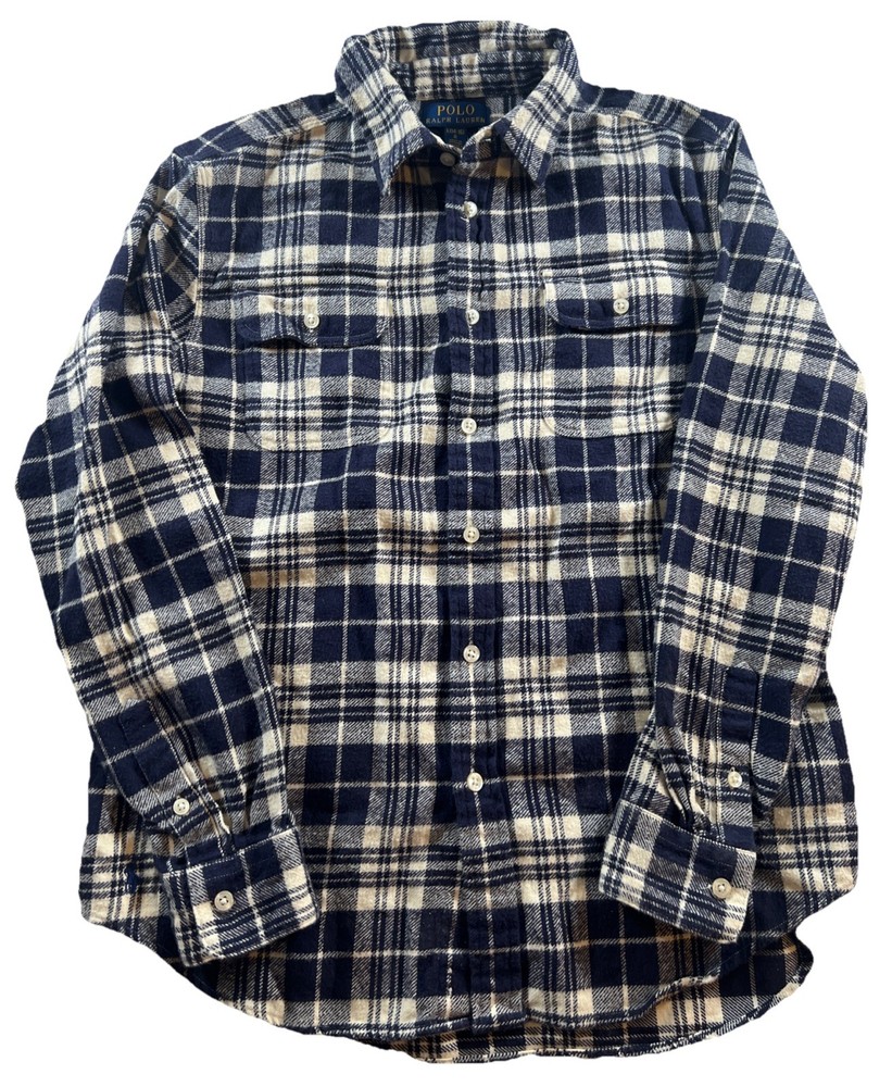 Ralph Lauren Flannel Shirt Boy’s Sz Large (14-16) Plaid Long Sleeve Button Down