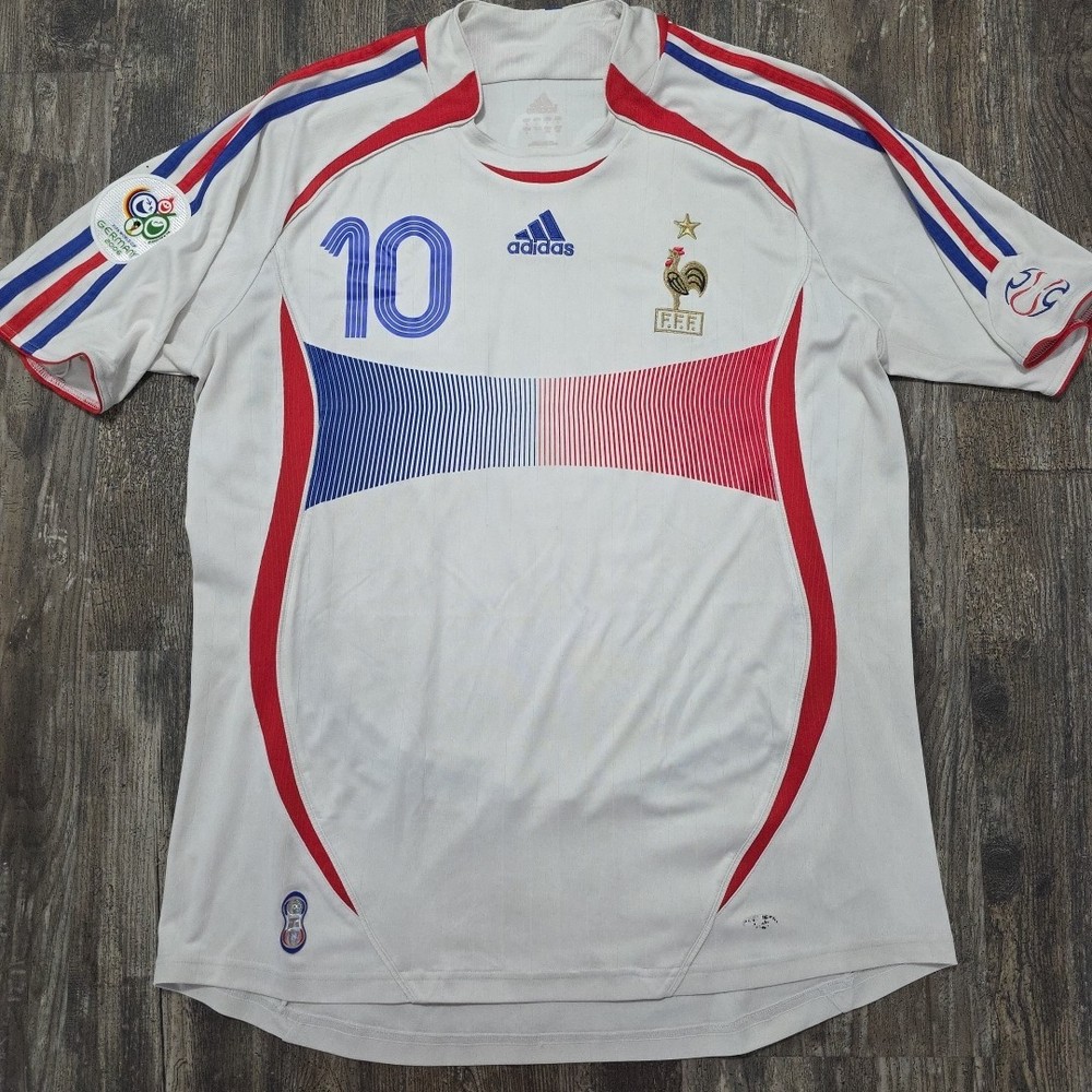 2006 Adidas France Away Soccer Jersey Zinedine Zidane Men L World Cup Madrid