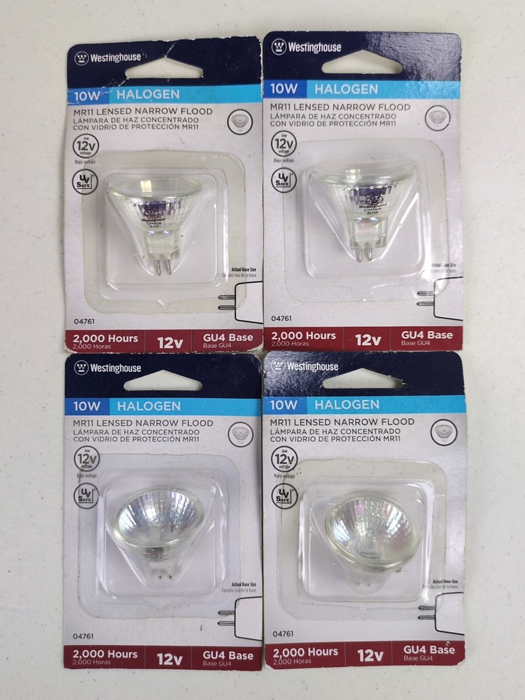 Lot of 4 Westinghouse MR 11 - 12V 10W GU4 Base Narrow Flood Light- 4 Bulbs