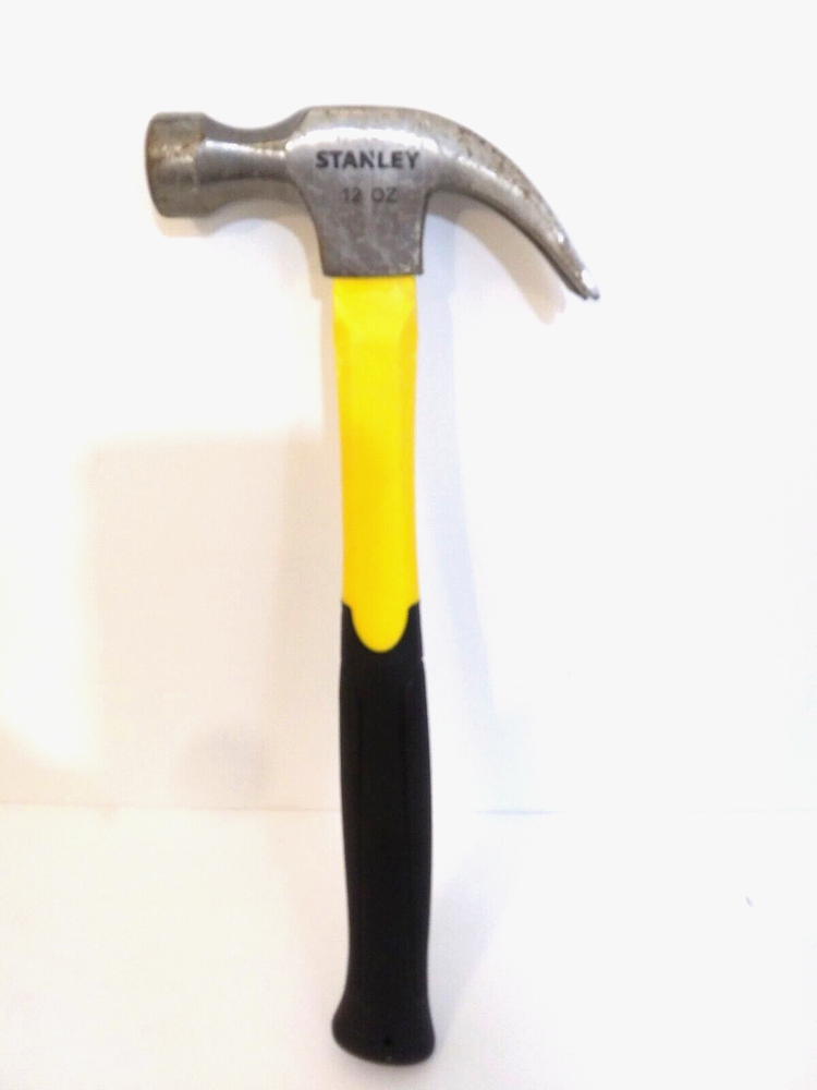 Stanley 12 Oz Claw Hammer with Yellow Black Rubber Grip Handle in Great Condition