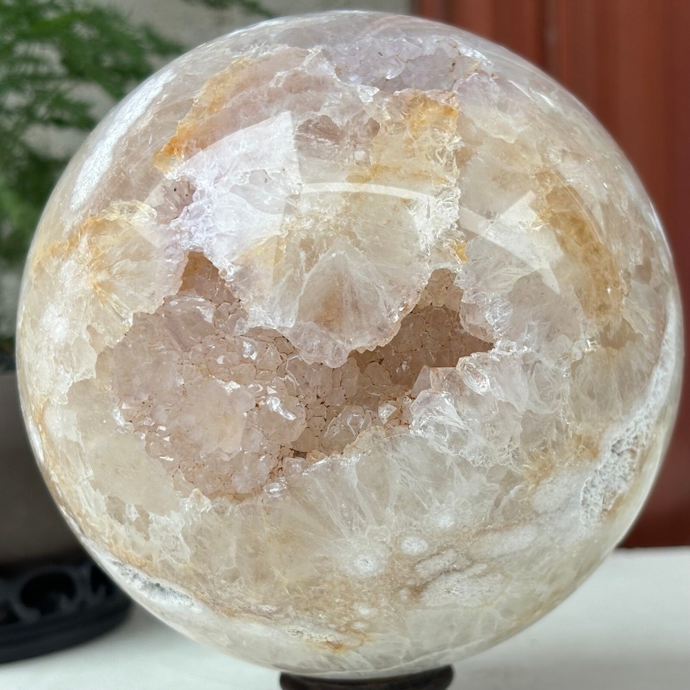 2271g Natural Sakura Agate Quartz Sphere Crystal Ball Reiki Healing Decoration