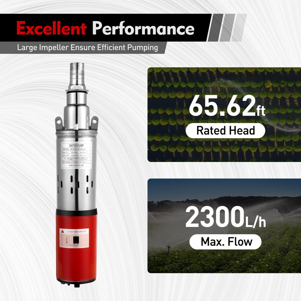 12V Submersible Pump Deep Well Water DC Pump Stainless Steel 12 Volt NEW
