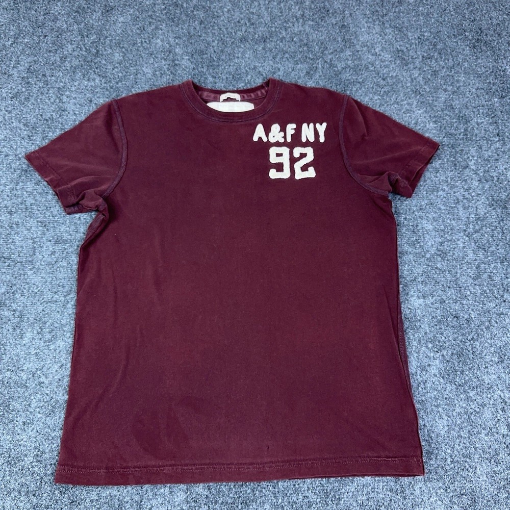 Abercrombie & Fitch Muscle T Shirt Mens Medium Maroon Crew Neck Embroidered Y2K-image