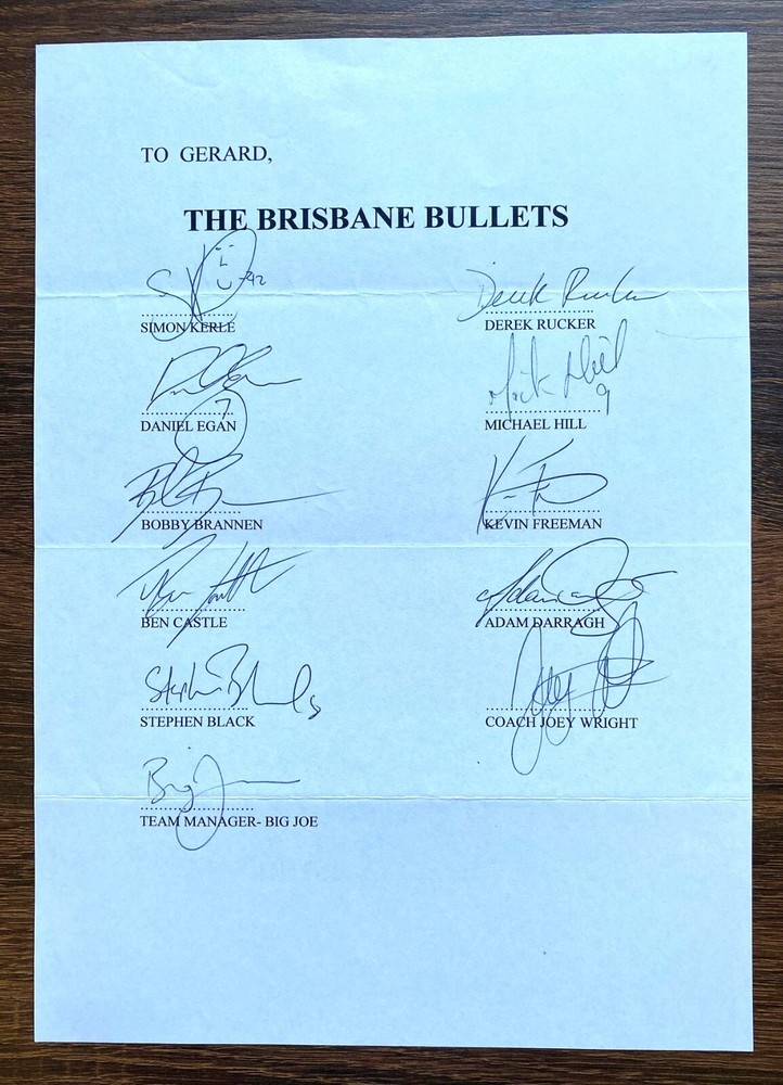 Brisbane Bullets - Basketball - Autograph Sheet - Signed x 11