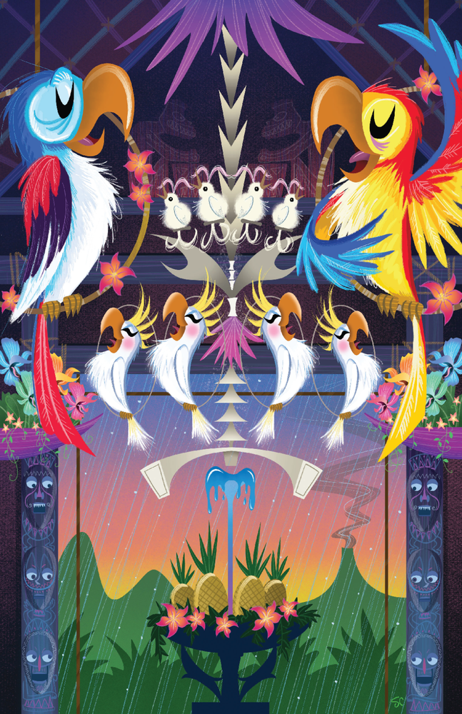 Disney Enchanted Tiki Room Tropical Birds Art Print 13x19 Satin Finish Poster