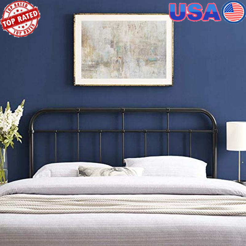 Queen Metal Headboard Adjustable Modern Farmhouse Durable Frame Spindle Detail