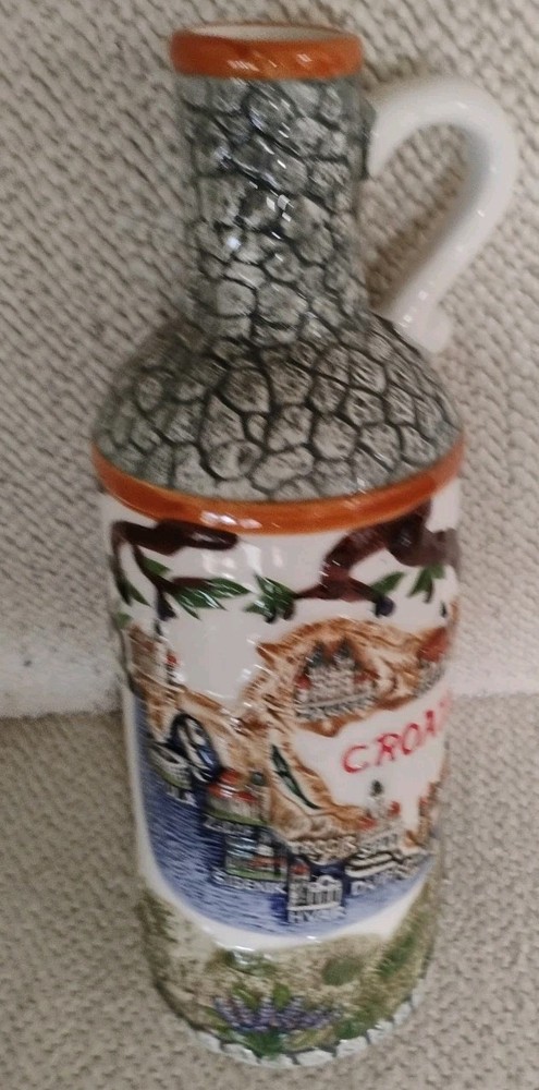 3D Textured Ceramic Decanter Bottle 14oz Croatian Keramika Augustanec  