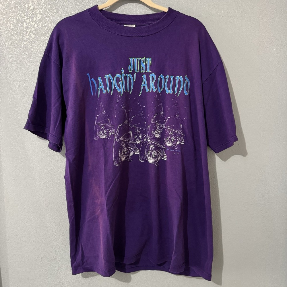 Vintage  90s Just Hanging Around Bat Tee- Size XL