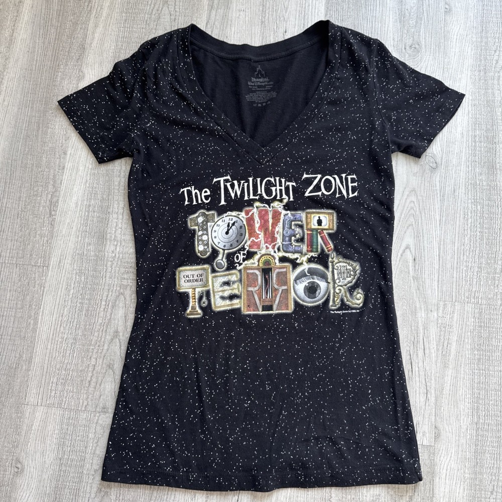 Disney The Twilight Zone Tower Of Terror Graphic Shirt Sz L (Ladies Fit V-Neck)