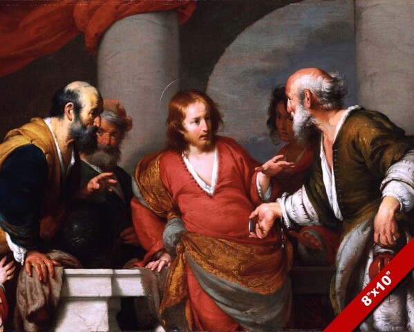 Jesus Christ Tribute Money Bible Art Real Canvas Print