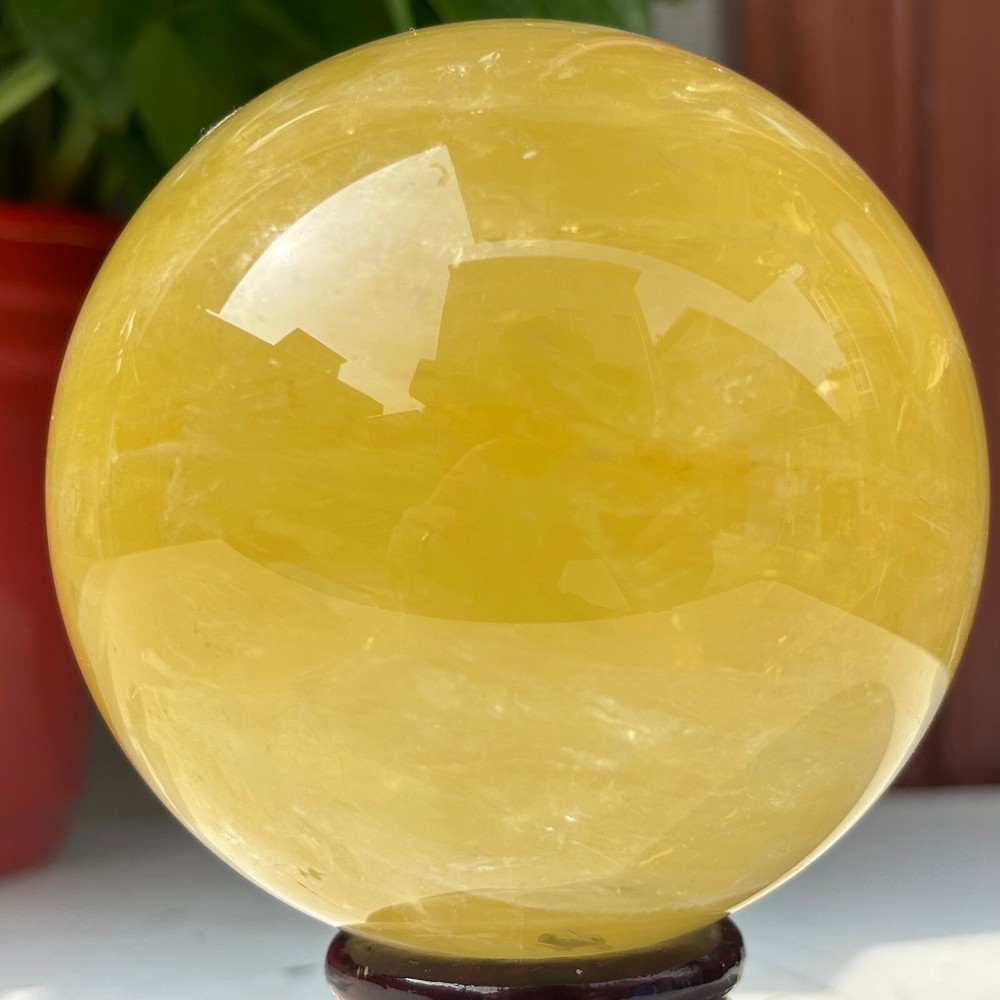820g Natural citrine quartz sphere crystal ball healing care reiki gem