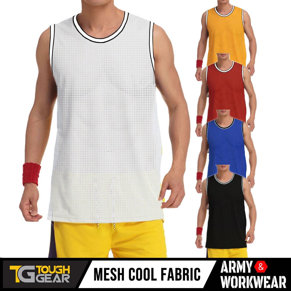 Mens Sleeveles Mesh Vest Gym Training Basketball Muscle Top Breathable Summer
