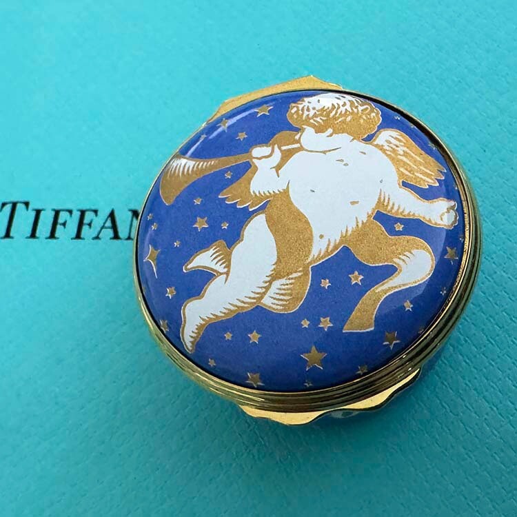 Tiffany & Co 2001 CHERUB * HALCYON DAYS ENAMELS *England Lim.Ed.Trinket Box RARE